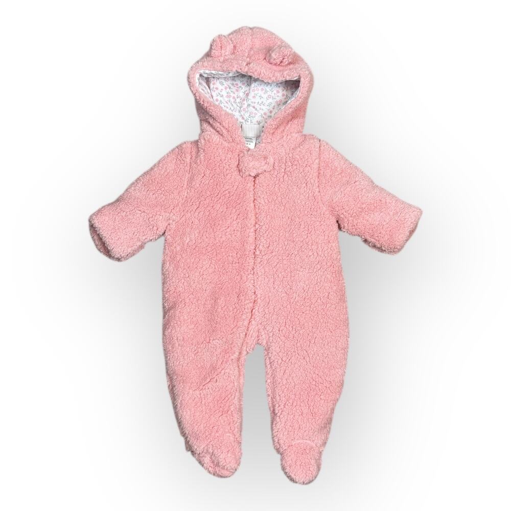 Pink Sherpa Baby Full Body Winter Outfit 6-9 Months